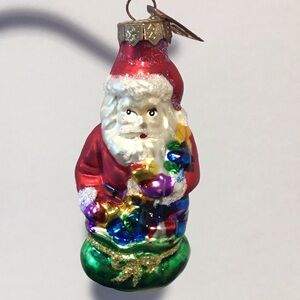 VTG Blown Glass Old Santa Christmas Ornament